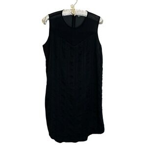 Hunter Bell New York Sleeveless Shift Dress Size 8 Black‎ Embroidered Silk NEW